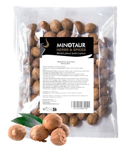 Minotaur Spices | Muskatnuss ganz | 2 x 250g (0,5 Kg) | ca. 100-130 Stück (je nach Größe der Nuss) von MINOTAUR