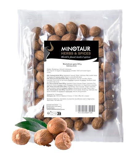 Minotaur Spices | Muskatnuss ganz | 2 x 250g (0,5 Kg) | ca. 100-130 Stück (je nach Größe der Nuss) von MINOTAUR