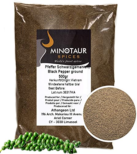 Minotaur Spices | Pfeffer schwarz gemahlen 2 x 500g (1 Kg) von MINOTAUR