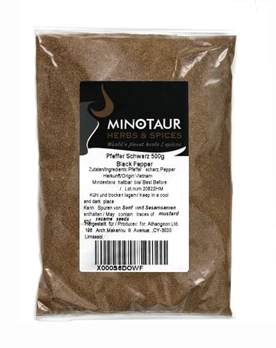 Minotaur Spices | Pfeffer schwarz gemahlen 2 x 500g (1 Kg) von MINOTAUR