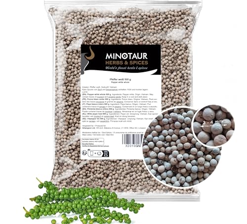 Minotaur Spices | Pfeffer weiß ganz, Pfefferkörner weiß, 2 x 500g (1 Kg) von MINOTAUR