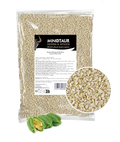 Minotaur Seeds | Sesam Weiss geschält, Sesamsaat Natürlich, Vegan, 2 x 500g (1 Kg) von MINOTAUR