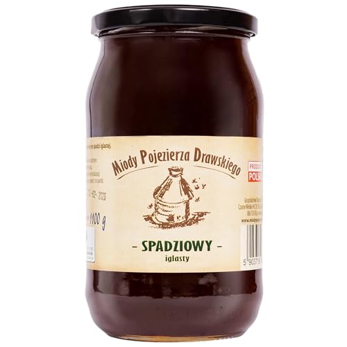 Honig aus Honigtau Nadelhonig (Miód spadziowy iglasty) 1100 g - naturbelassener, natürlicher, nachhaltiger Honig von Miody Pojezierza Drawskiego