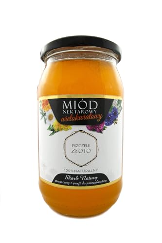 IMKERSHOP Honig Blütenhonig 1050g - 1kg - Großes Glas - Bienenhonig - Europäischer Naturhonig - In der EU hergestellt - Zum Süßen - Zuckerersatz - Für Backwaren von Miody Świata