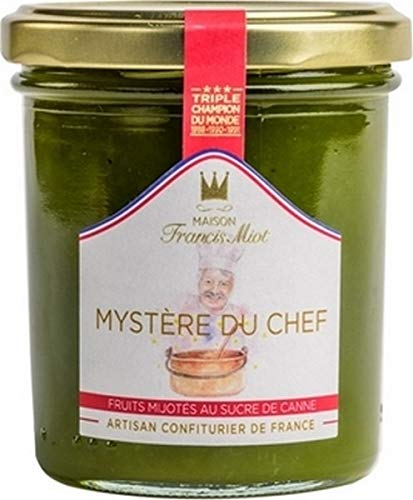 Confiture Mystère du Chef, Fruchtaufstrich Miot mit Aprikosen, Pfirsichen, Mango, Passionsfrucht, Orangenlikör und Rohrzucker, 220g von Miot