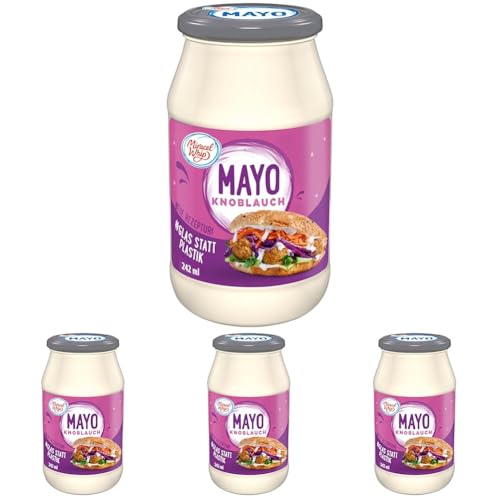 Miracel Whip Mayo Knoblauch 1 x 242 ml I Würzige Mayonnaise I Glutenfrei I Laktosefrei I mit Eiern aus Freilandhaltung I für Sandwiches, Fisch & Fleisch (Packung mit 4) von Miracel Whip