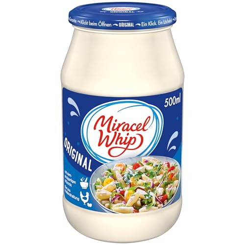 Miracel Whip Original 1 x 500 ml I Salatcreme I 23% Fettgehalt I Glutenfrei I Laktosefrei I mit Eiern aus Freilandhaltung I für Nudelsalat oder Kartoffelsalat Miracel Whip Original 1 x 500 ml I Salatcreme I 23% Fettgehalt I Glutenfrei I Laktosefrei I mit Eiern aus Freilandhaltung I für Nudelsalat oder Kartoffelsalat von Miracel Whip