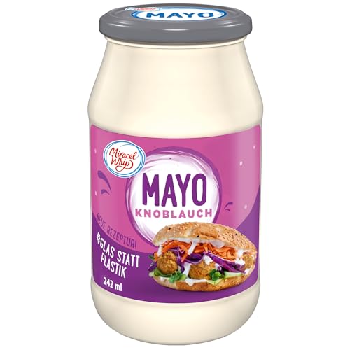 Miracel Whip Mayo Knoblauch 1 x 242 ml I Würzige Mayonnaise I Glutenfrei I Laktosefrei I mit Eiern aus Freilandhaltung I für Sandwiches, Fisch & Fleisch von Miracel Whip