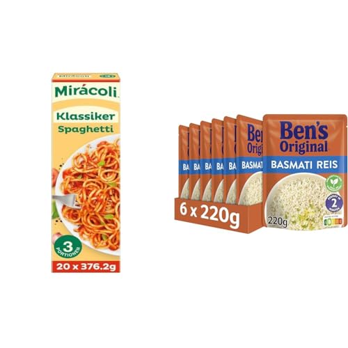 MIRÁCOLI - Multipack - Klassiker Spaghetti, 3 Portionen, (20 x 376,2g) I Express-Reis Basmati (2 x 6 x 220g), 26 Packungen (20 x 376,2g I 6 x 220g) von Mirácoli