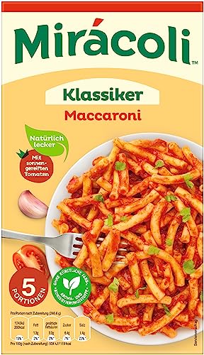 MIRACOLI 5 Portionen Maccaroni Klassiker 560,4g I Mit Tomatensauce und Würzmischung I Pasta I Nudeln I Fertiggerichte von Mirácoli