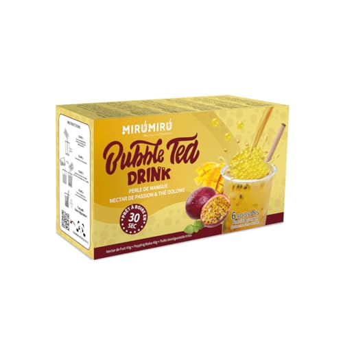 MiruMiru - Bubble Tea Kits – Mango-Perle & Passionsfrucht-Nektar und Oolong-Tee (2 Getränke, Strohhalme im Lieferumfang enthalten) von MiruMiru
