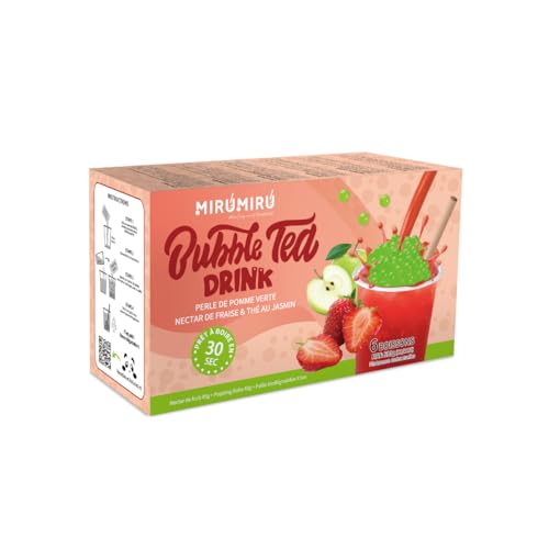 MiruMiru - Bubble Tea Kits – Grüne Apfelperle & Erdbeer-Nektar & Jasmintee, inklusive Getränke und Strohhalme (6) von MiruMiru