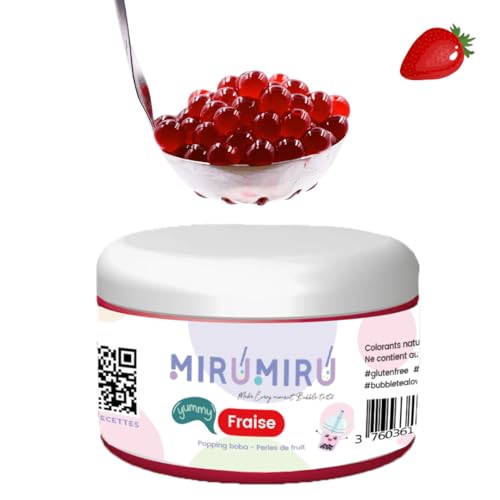 MiruMiru - Original Bubble Tea Poping Boba – Erdbeere – 140 g – ohne künstliche Farbstoffe, weniger Zucker, 100 % vegan und glutenfrei von MiruMiru