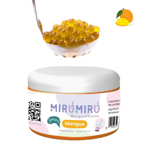 MiruMiru - Original Bubble Tea Poping Boba – Mango – 140 g – ohne künstliche Farbstoffe, weniger Zucker, 100 % vegan und glutenfrei von MiruMiru