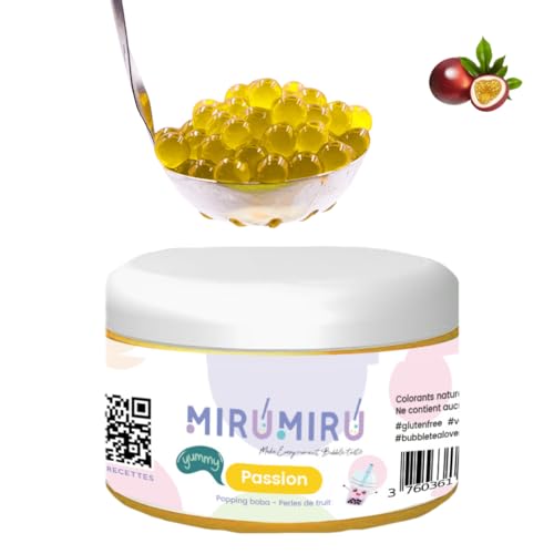 MiruMiru - Original Bubble Tea Poping Boba – Passionsfrucht – 140 g – ohne künstliche Farbstoffe, weniger Zucker, 100 % vegan und glutenfrei von MiruMiru