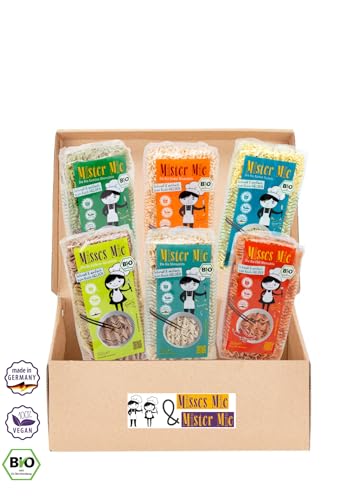 Bio Nudel Box Mix mit 6 verschiedenen Sorten: Dinkel-, Ramen-, Mie-, Chili-, Gemüse-, Vollkornnudeln 250g, hergestellt in DE Bio Nudel Box Mix mit 6 verschiedenen Sorten: Dinkel-, Ramen-, Mie-, Chili-, Gemüse-, Vollkornnudeln 250g, hergestellt in DE von Misses Mie & Mister Mie