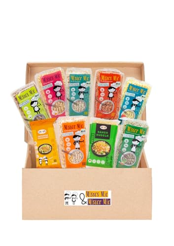 Mix Nudeln Box mit 9 verschiedenen Sorten: Dinkel-, Ramen-, Mie-, Chili-, Gemüse-,EIer-, Yakisoba-, Vollkornnudeln 250g und Ramen 500g hergestellt in DE Mix Nudeln Box mit 9 verschiedenen Sorten: Dinkel-, Ramen-, Mie-, Chili-, Gemüse-,EIer-, Yakisoba-, Vollkornnudeln 250g und Ramen 500g hergestellt in DE von Misses Mie & Mister Mie