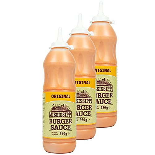 Mississippi - 3er Set Burger Sauce Squeeze "Original" 930g - Würzig cremige Burgersauce - Premium Hamburger Soße ideal auch für Sandwich, Gegrilltem und als Dip Mississippi - 3er Set Burger Sauce Squeeze "Original" 930g - Würzig cremige Burgersauce - Premium Hamburger Soße ideal auch für Sandwich, Gegrilltem und als Dip von Mississippi