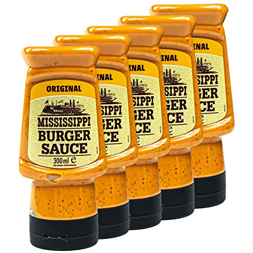 Mississippi - 5er Set Burger Sauce "Original" 300 ml - Würzig cremige Burgersauce - Premium Hamburger Soße ideal auch für Sandwich, Gegrilltem und als Dip Mississippi - 5er Set Burger Sauce "Original" 300 ml - Würzig cremige Burgersauce - Premium Hamburger Soße ideal auch für Sandwich, Gegrilltem und als Dip von Mississippi