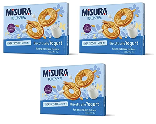 3x Misura Dolcesenza Biscotti allo Yogurt senza zuccheri aggiunti Joghurtkekse ohne Zuckerzusatz Kekse Biscuits 400g von Misura