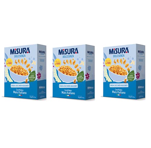 3x Misura Dolcesenza Knusprige und Goldene Cornflakes Italienischer Mais Ohne Zuckerzusatz 350g von Misura