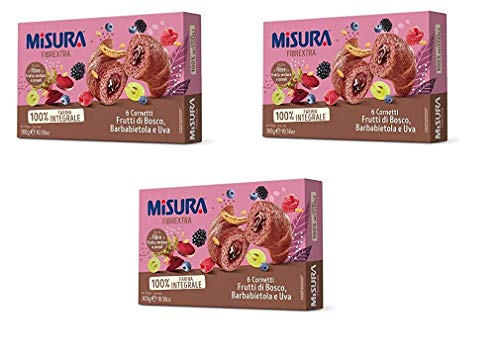 3x Misura Fibraextra Cornetti integrali Kuchen mit Beeren Trauben Vollkorn 300g von Misura