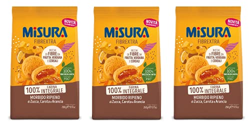 3x Misura Fibrextra Frollini Ripieni Vollkornkekse gefüllt mit Kürbis, Karotte und Orange 260g 3x Misura Fibrextra Frollini Ripieni Vollkornkekse gefüllt mit Kürbis, Karotte und Orange 260g von Misura