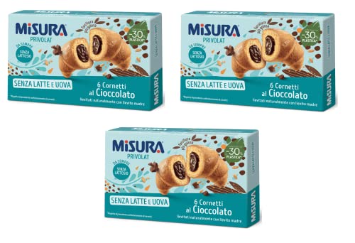 3x Misura Privolat Cornetti al Cioccolato Senza Latte e Uova Croissants mit Schokoladenfüllung ohne Milch und Ei 290g von Misura