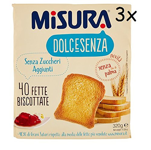 3x Misura dolcesenza Fette Biscottate Zwieback kekse gebackenem Brot 320g von Misura