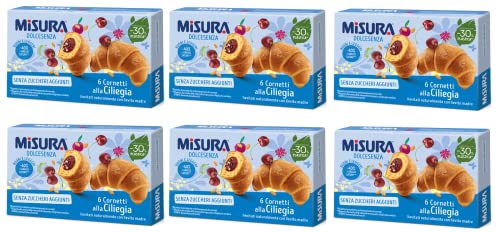6x Misura Dolcesenza Cornetti alla Ciliegia Senza Zuccheri Aggiunti Croissant mit Kirschfüllung Ohne Zuckerzusatz 290g von Misura