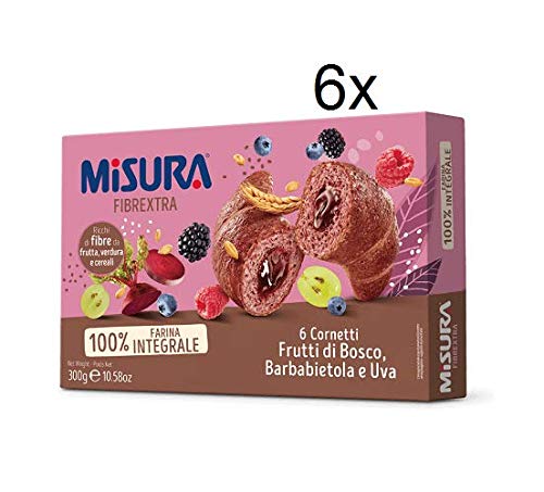 6x Misura Fibraextra Cornetti integrali Kuchen mit Beeren Trauben Vollkorn 300g von Misura