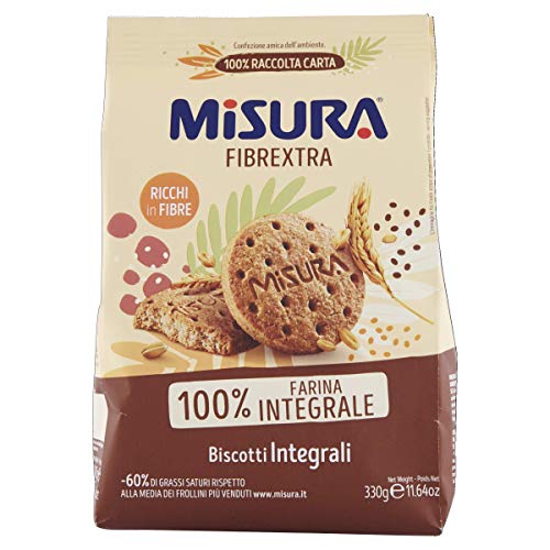 6x Misura Fibrextra Biscotti Integrali Vollkornkekse Kekse Biscuits 100% Vollkornmehl aus der italienischen Lieferkette 330g von Misura