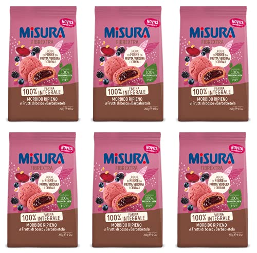 6x Misura Fibrextra Frollini Ripieni Vollkornkekse gefüllt mit Beeren und Rote Beete 260g von Misura