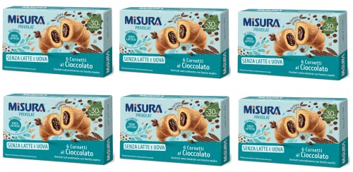 6x Misura Privolat Cornetti al Cioccolato Senza Latte e Uova Croissants mit Schokoladenfüllung ohne Milch und Ei 290g von Misura