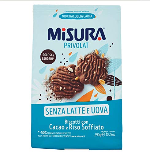 6x Misura Privolat Kekse mit Puffreis und Kakao ohne Milch und Eier 250g biscuits von Misura