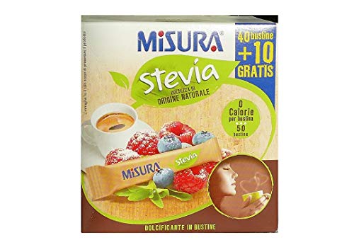 6x Misura Stevia Dolcificante Zero Calorie Kalorienfreier Süßstoff Zuckerersatz 100% Italienisches Produkt 50 Beutel à 1,5g von Misura