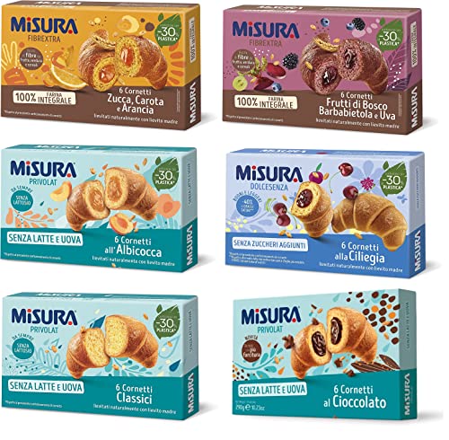 Testpaket Misura Cornetti Fibraextra Privolat Schocolade Classici Aprikose Kuchen 6x 300g von Misura