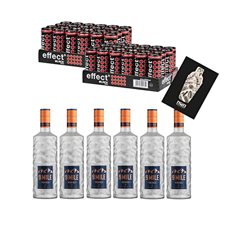 9 Mile Vodka - Ruby Rock ANGEBOT - 6Fl 9 Mile 0,7L (37,5% Vol) kaufen und 48x effect black acai 0,25L GRATIS erhalten inkl. Pfand EINWEG- [Enthält Sulfite] von Mixcompany.de Bar & Glas