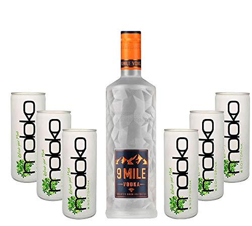 9 Mile Vodka Wodka Set - 9 Mile Vodka Wodka 0,7l (37,5% Vol) + 6x Moloko 250ml inkl. Pfand - EINWEG- [Enthält Sulfite] von Mixcompany.de Bar & Glas