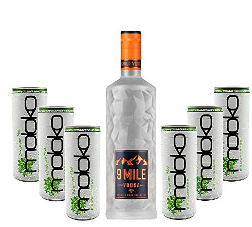 9 Mile Vodka Wodka Set - 9 Mile Vodka Wodka 0,7l (37,5% Vol) + 6x Moloko Sugarfree 250ml inkl. Pfand - EINWEG- [Enthält Sulfite] von Mixcompany.de Bar & Glas
