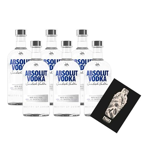 Absolut Vodka 6er Set swedish Schwedischer Vodka 6x 0,7L (40% Vol)- [Enthält Sulfite] von Mixcompany.de Bar & Glas