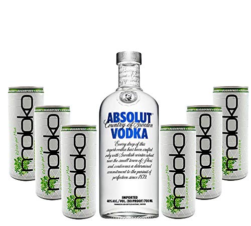 Absolut Vodka Wodka Set - Absolut Vodka 0,7l 700ml (40% Vol) + 6x Moloko Sugarfree 250ml inkl. Pfand - EINWEG- [Enthält Sulfite] von Mixcompany.de Bar & Glas