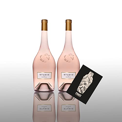 Angelina Jolie + Brad Pitt Studio By Miraval Rose Wein 2x 0,75L (13% Vol) Jolie-Pitt Miraval Wein - 2er Set - [Enthält Sulfite] von Mixcompany.de Bar & Glas