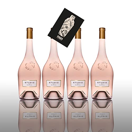 Angelina Jolie + Brad Pitt Studio By Miraval Rose Wein 4x 0,75L (13% Vol) Jolie-Pitt Miraval Wein - 4er Set - [Enthält Sulfite] von Mixcompany.de Bar & Glas