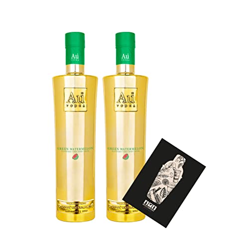 Au Vodka 2er Set Green Watermelon 0,7L (35,2% Vol) 2x aromatisierte Wodka Spirituose grüne Wassermelone- [Enthält Sulfite] von Mixcompany.de Bar & Glas