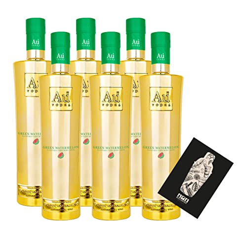 Au Vodka 6er Set Green Watermelon 0,7L (35,2% Vol) 6x aromatisierte Wodka Spirituose grüne Wassermelone- [Enthält Sulfite] von Mixcompany.de Bar & Glas