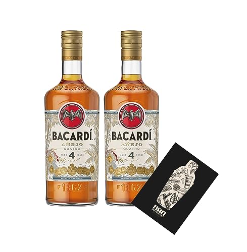 Bacardi 2er Set Anejo Cuatro 2x 0,7L (40% Vol)- [Enthält Sulfite] von Mixcompany.de Bar & Glas