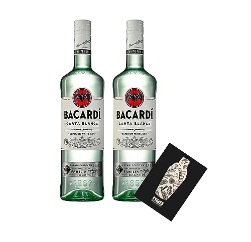 Bacardi 2er Set Carta Blanca 2x 0,7L (37,5% Vol) Superior white Rum- [Enthält Sulfite] von Mixcompany.de Bar & Glas