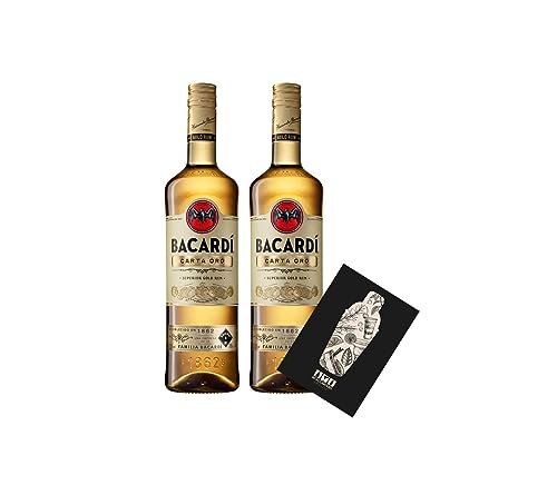 Bacardi 2er Set Carta Oro Rum 2x 0,7L (37,5% Vol) Superior Gold Rum - [Enthält Sulfite] von Mixcompany.de Bar & Glas