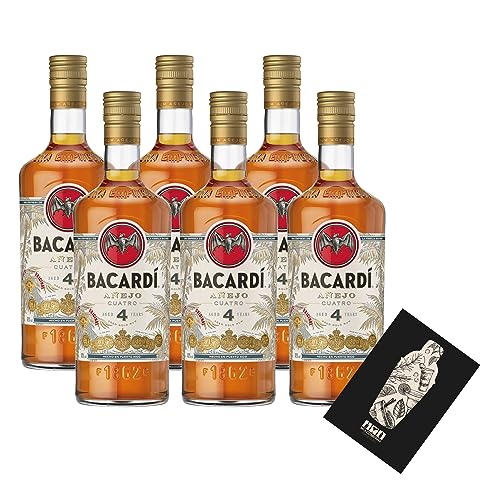 Bacardi 6er Set Anejo Cuatro 6x 0,7L (40% Vol)- [Enthält Sulfite] von Mixcompany.de Bar & Glas